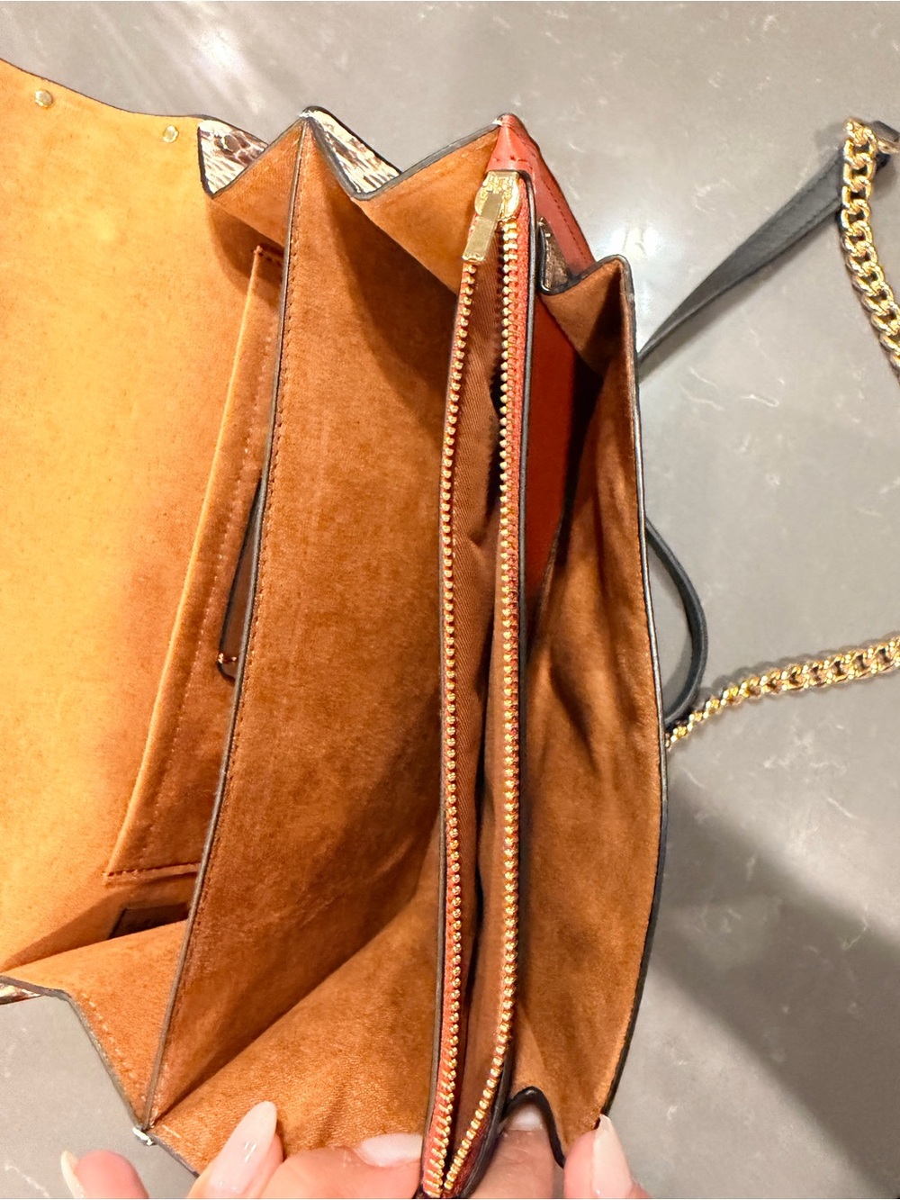 Coach Multi-Panel Crossbody with Gold Chain Trim - Picture 7 of 14